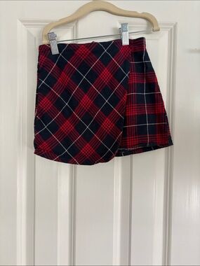 Oshkosh Red and Navy Plaid Wrap Skirt